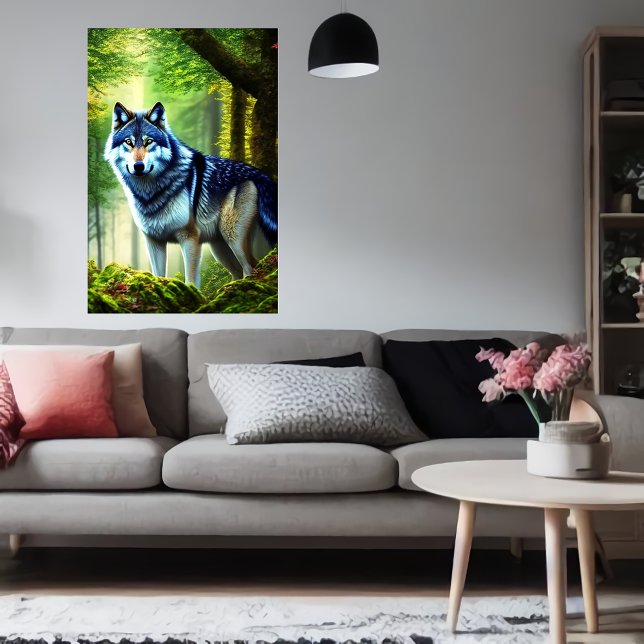 varg i grönt-skog | AI Art Poster (Skapare uppladdad)