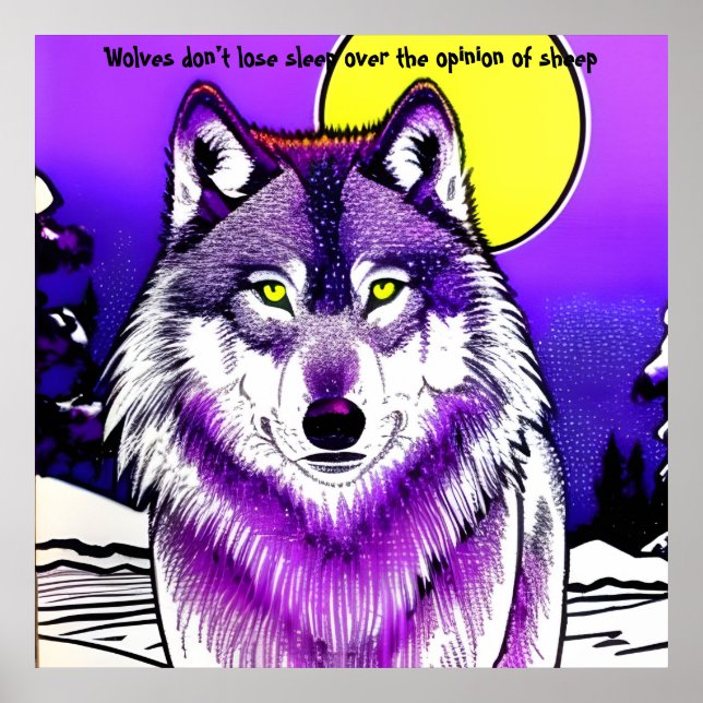 Varg i månljus. Aristoteles citat. Redigerbar. Poster (Framsidan)