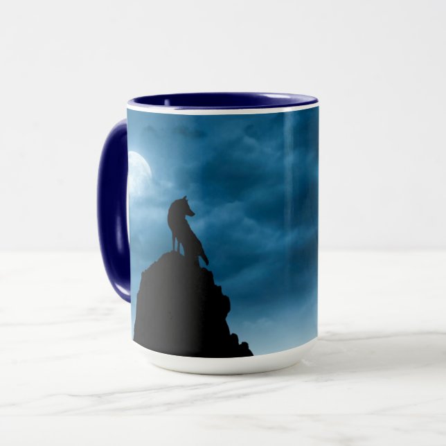Varg i Moonlightt Ceramic Mugg (Framsida vänster)