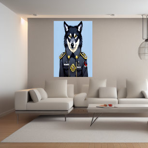 Varg i polisuniform AI Art Poster