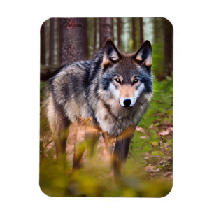 Varg i skogen magnet