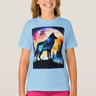 Varg i skogen vattenfärg t shirt