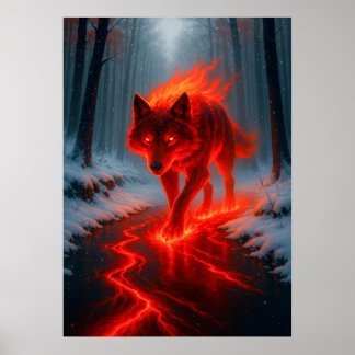 Varg i Snö Fantasy Spirit Animal Poster
