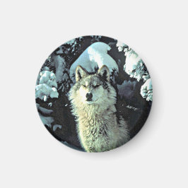 Varg i snön magnet