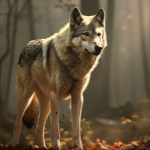 Varg i Sunlit Forest Clearing Jigszle Puzzle