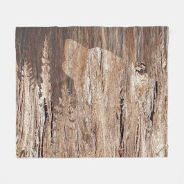 Varg i texturerat trä fleecefilt