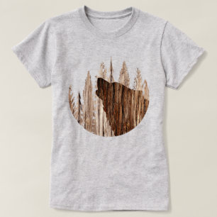 Varg i texturerat trä t shirt