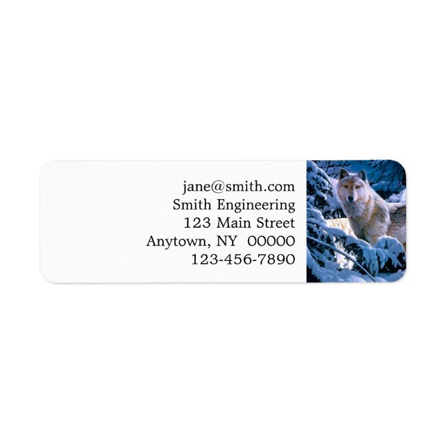 Varg i vinterns skogsmålning returadress etikett (Framsidan)