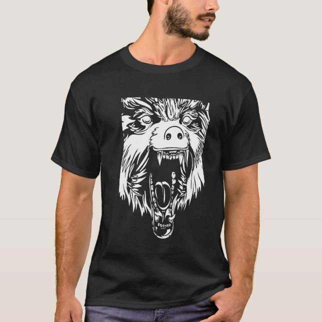 Varg Illustration Black Art Modern Trendig T Shirt (Framsida)