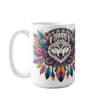 Varg Illustration med Dreamcatcher Bohemian Stil