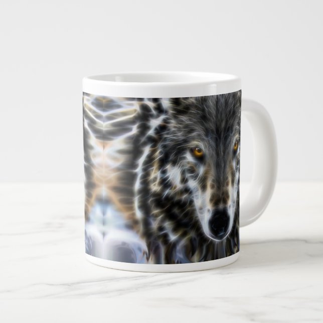 Varg Inspirational Graphic Porträtt Jumbo Mugg (Framsida höger)