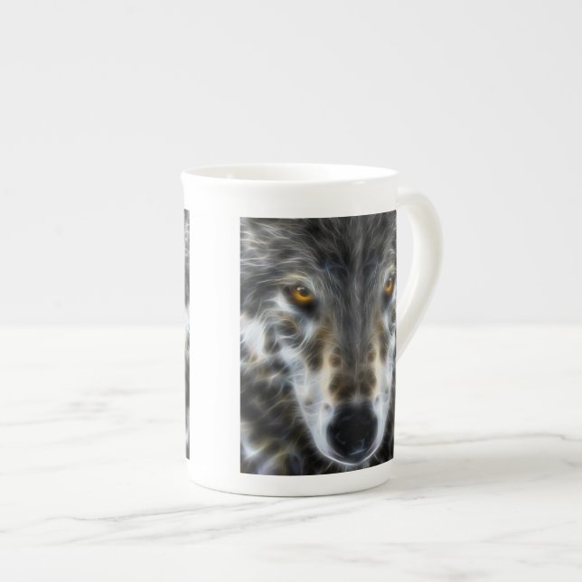 Varg, inspirationsgrafik Porträtt Benporslin Mugg (Framsida höger)