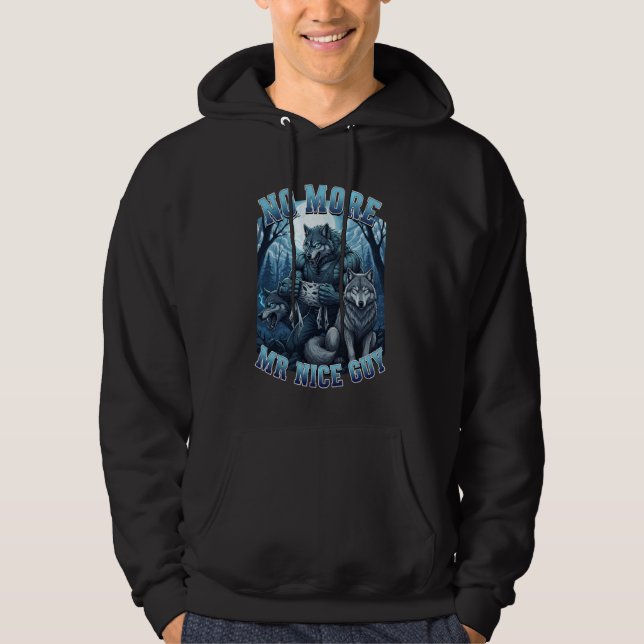 Varg Inte Mer Snälling, Alfavarg Vrålar Måne  Hoodie (Framsida)