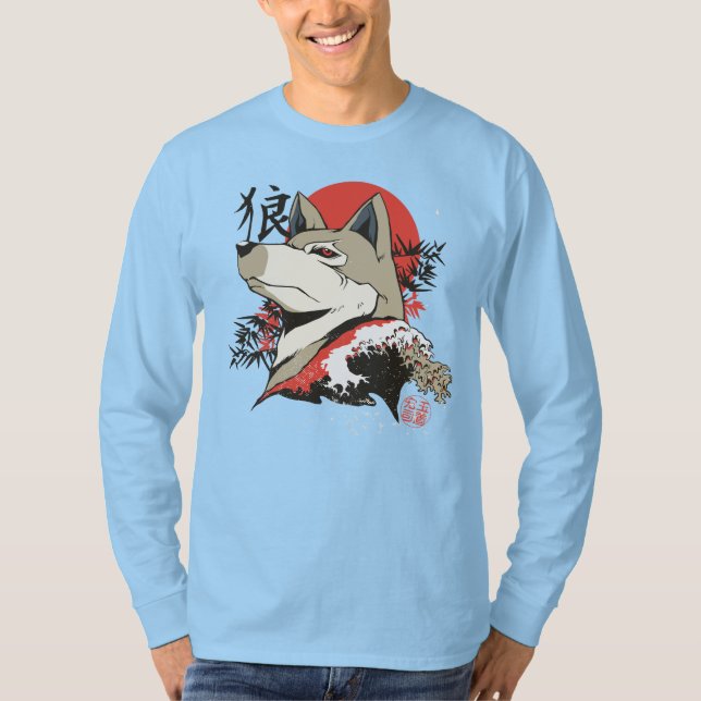 Varg japanska konst t shirt (Framsida)