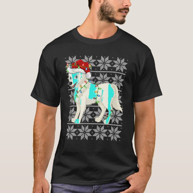 Varg Jul Ljus Santa Hat Varg Ugly Julafton T Shirt (Framsida)