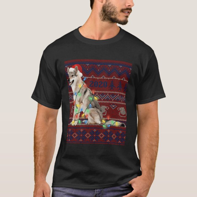 Varg jul Ljus Ugly Sweater Goat Älskare Gift T Shirt (Framsida)