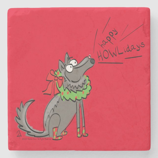 Varg Jul - roligt Cute Kids Stenunderlägg (Framsidan)