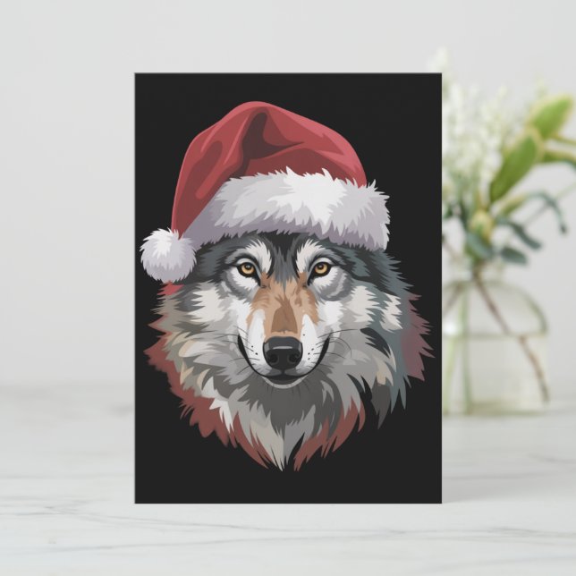 Varg jul Roligt julpresent till djurälskare  Inbjudningar (Stående Fram)