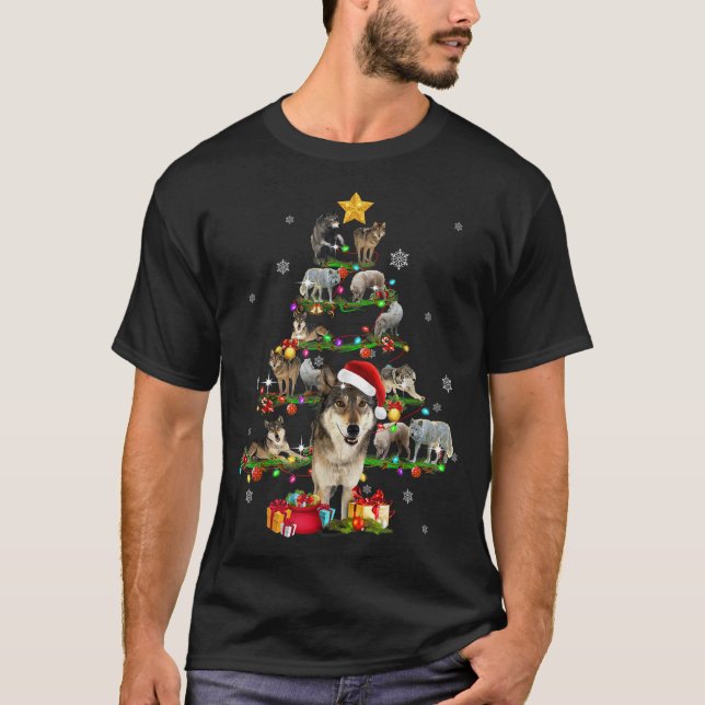 Varg Julgran X-mas Älskare Gift T Shirt (Framsida)