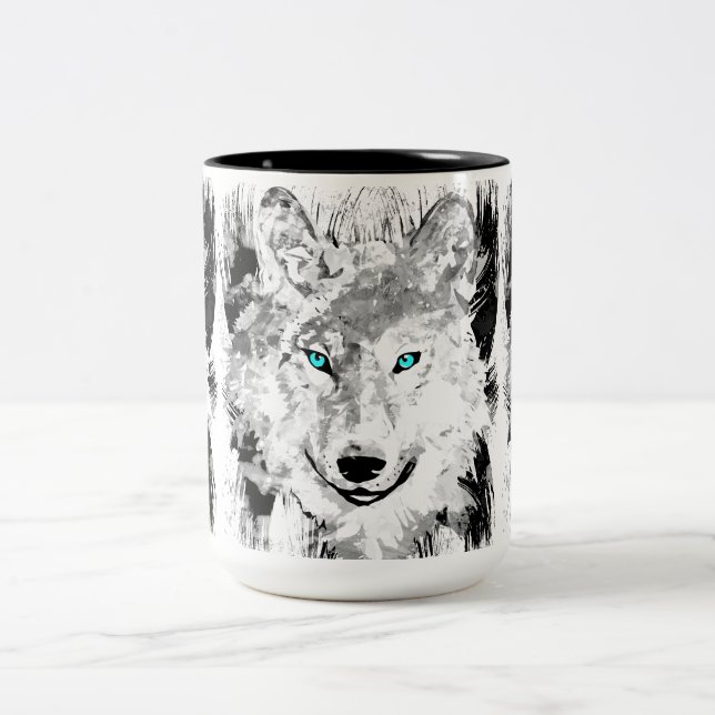 Varg Kaffe Kopp | GRÅTT VARG TECKNING MUGG (Center)