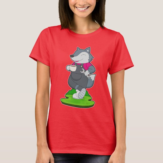 Varg kaffekopp t shirt (Framsida)