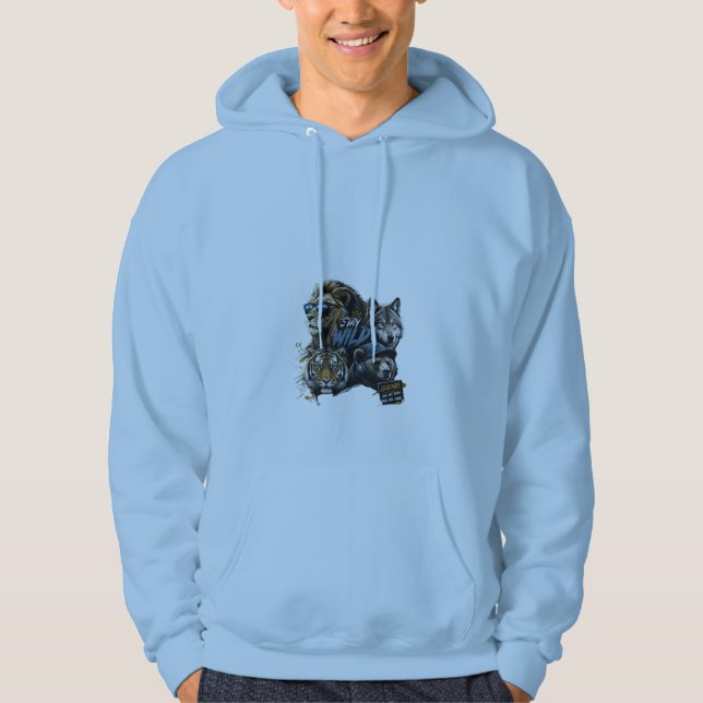 Varg Lejon Tiger Grafisk Ulltröja Hoodie  (Framsida)