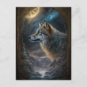 Varg liggande Surreal Fantasy Vykort