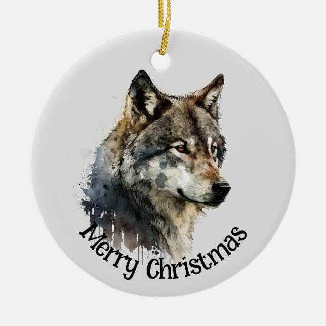 Varg Logotyp Vargar Anpassningsbar Affärskort  Julgransprydnad Keramik (Framsidan)