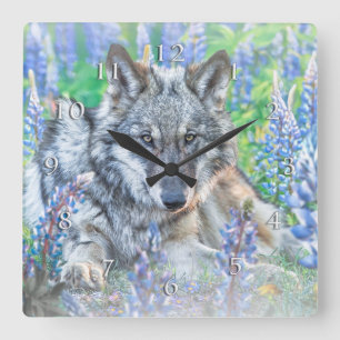 VARG LUPINE FLOWERS SPRINGTIME FYRKANTIG KLOCKA