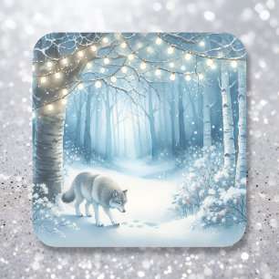 Varg Magic Enchanted julForest Fyrkantigt Klistermärke