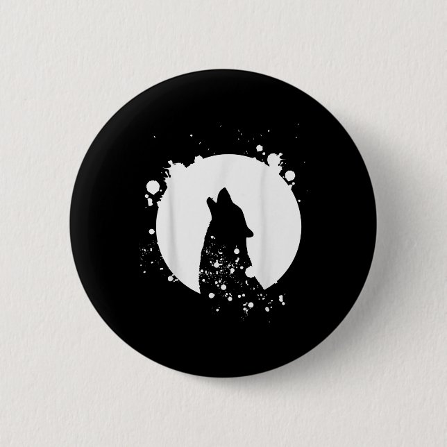 Varg Manar Silhouette Animal Motif Environmental Knapp (Framsida)