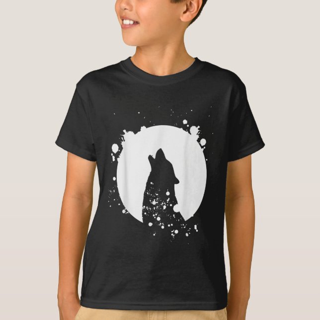 Varg Manar Silhouette Animal Motif Environmental T Shirt (Framsida)
