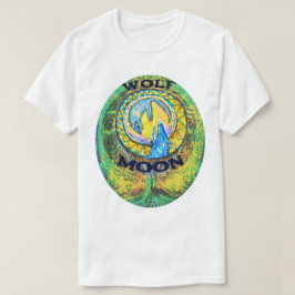 Varg Måne färglös Grönt Livets träd Gult, blå T Shirt
