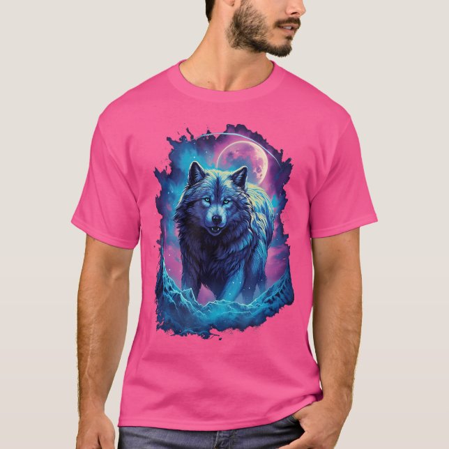 Varg Måne Howling Lone Lone Lone Lone Wolves Pack  T Shirt (Framsida)