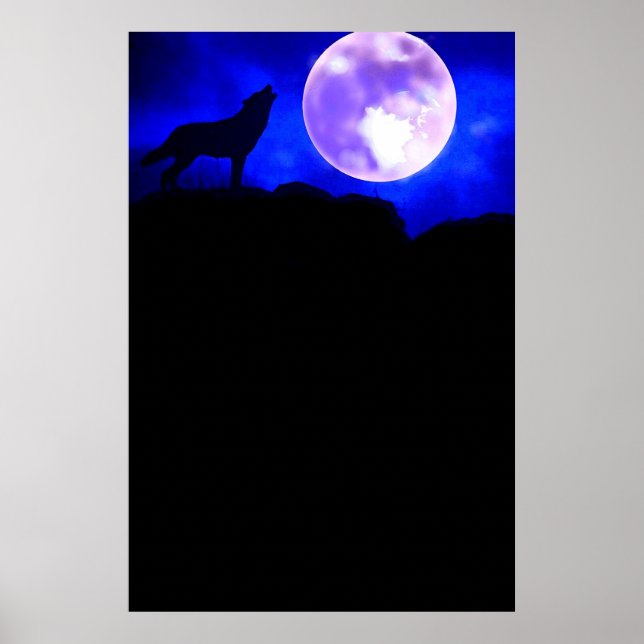 Varg & Måne Panoramic Poster Skriv ut (Framsidan)