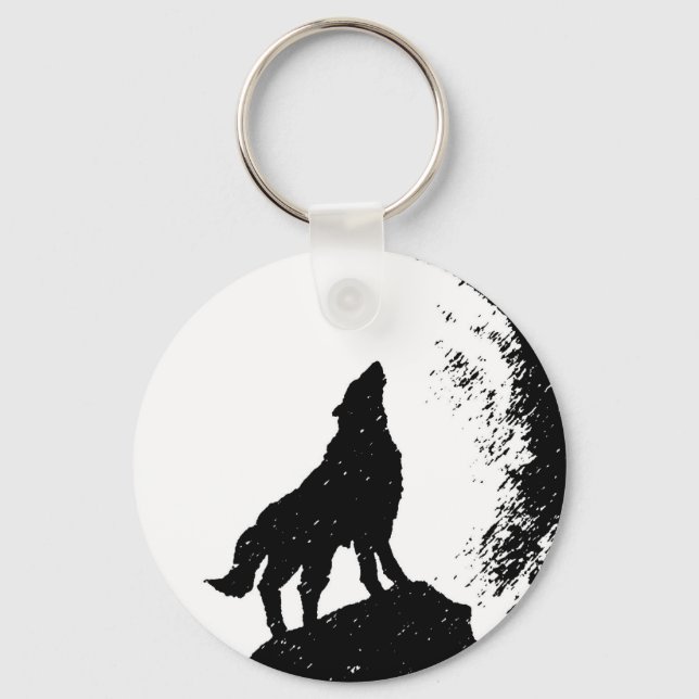 Varg & Måne Silhoutte Nyckelring (Framsida)