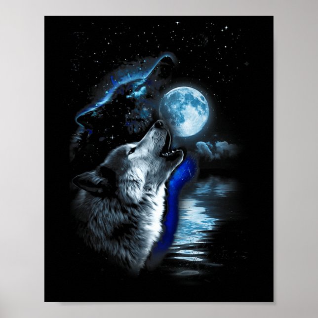 Varg Måne Varg Howling Full Moon Varg Graphic Poster (Framsidan)