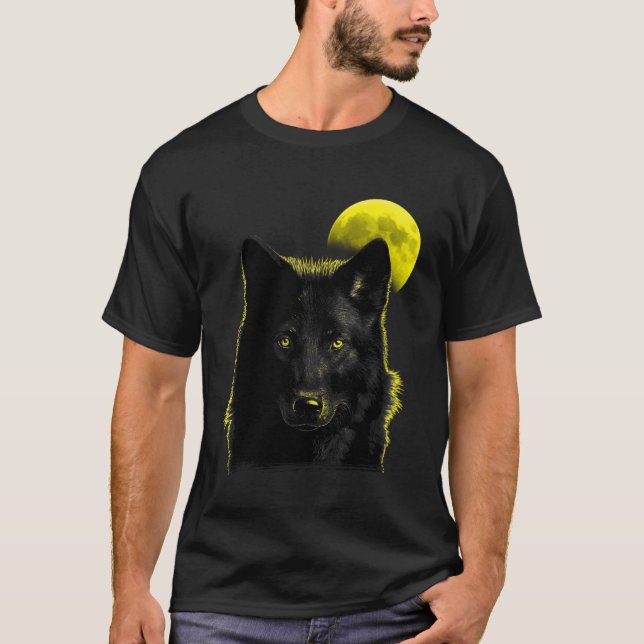 Varg Måne Varg i Moonlight 1 T Shirt (Framsida)