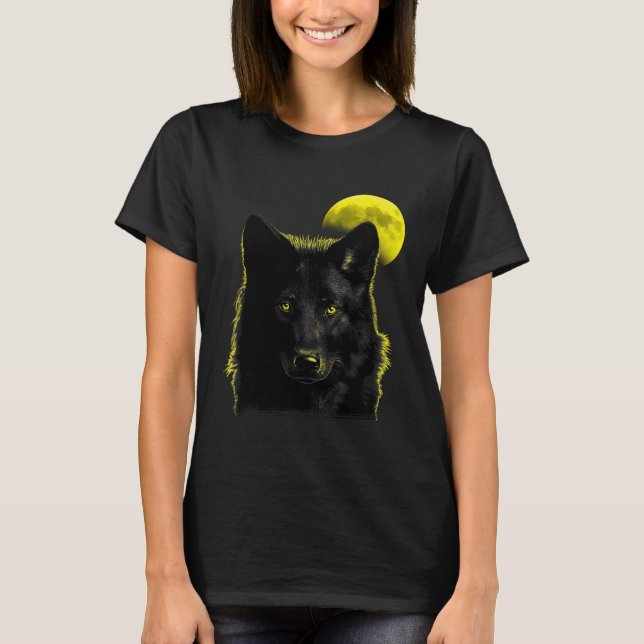 Varg Måne Varg i Moonlight 1 T Shirt (Framsida)