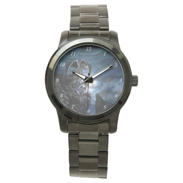 Varg måne - Varg med Golem Armbandsur (Framsida)