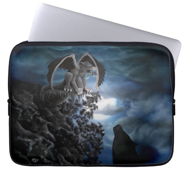 Varg Måne - Varg med Golem Laptop Fodral (Framsidan)