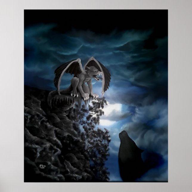Varg måne - Varg med Golem Poster (Framsidan)