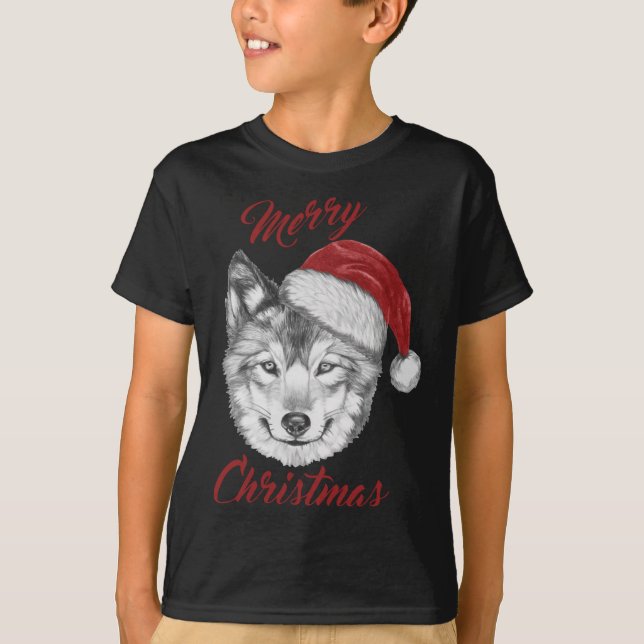 Varg med jultomten t shirt (Framsida)