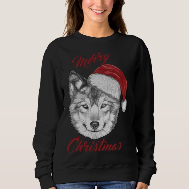 Varg med jultomten t shirt (Framsida)