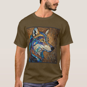 Varg med livfulla färgglada glasbitar t shirt