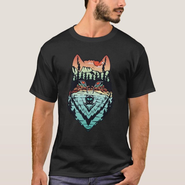 Varg med Rainbow Forest Graphic för manar Women Ch T Shirt (Framsida)