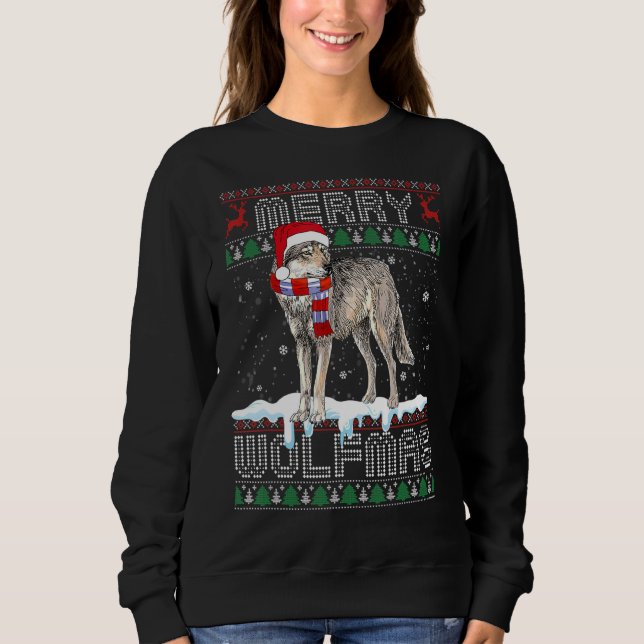 Varg Merry Wolfmas Varg Juli Ugly Sweater T Shirt (Framsida)