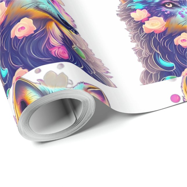 Varg mönster för att öka ljusstyrkan presentpapper (Rullad Hörn)