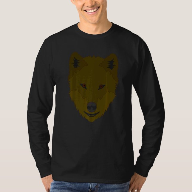 Varg Motif Predator Ansikte Wolfs 1 T Shirt (Framsida)