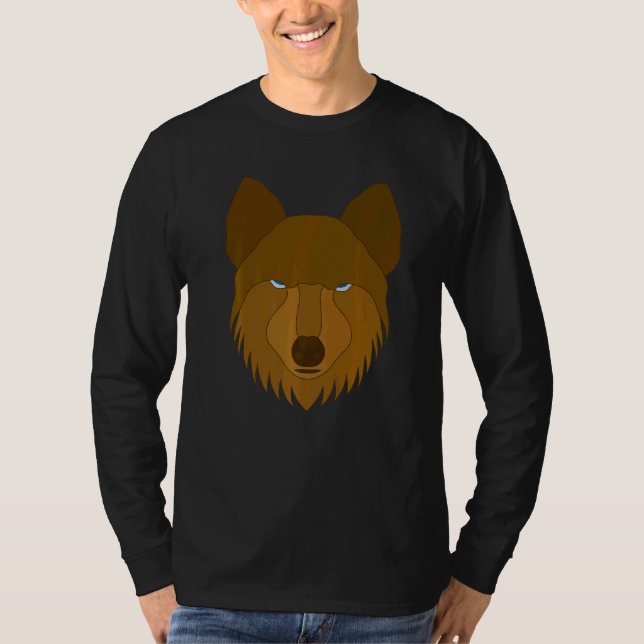 Varg Motif Predator Ansikte Wolfs 2 T Shirt (Framsida)